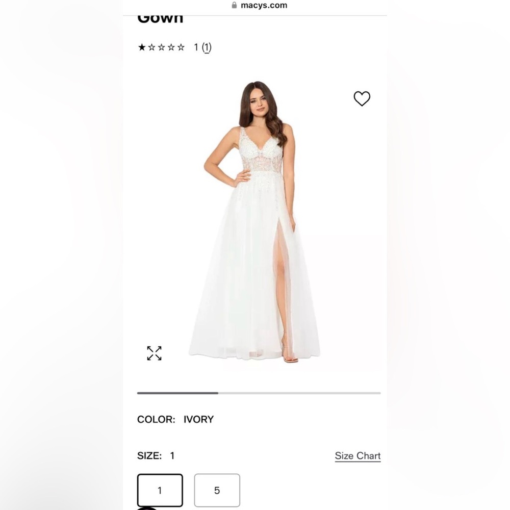 Long formal dress, ivory color, new with tag, size 1